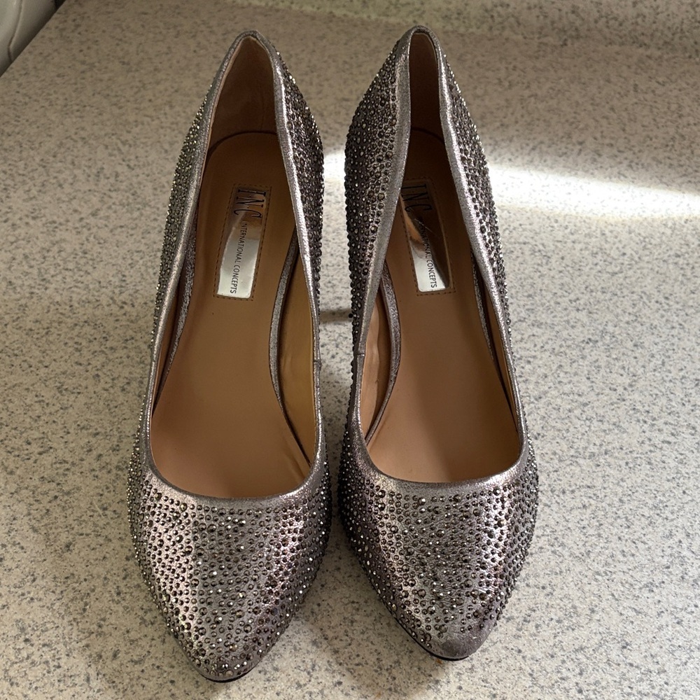 INC international concepts Elegant Silver Studded Women's Heels